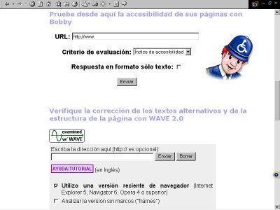 Imágen de parte de la página que recopila herramientas automáticas de verificación. 