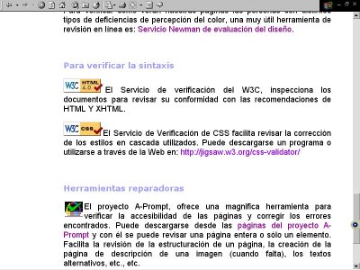 Imágen de parte de la página en la que se recopilan herramientas de verificación y de reparación.