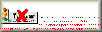 Fragmento de pgina anotada por TAW. Indica que la pgina NO es accesible.