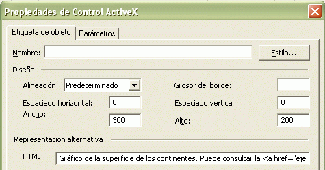 Caja de diálogo: Propiedades de Control ActiveX