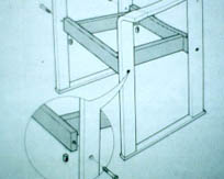 Dibujo de instrucciones de montaje de una silla.