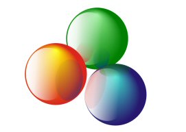 Bolas de colores y con aspecto reflectante creadas en svg.