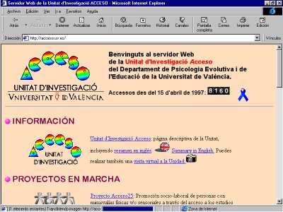 Pgina principal de la Web de la Unidad de Investigacin ACCESO de la Universidad de Valencia (acceso.jpg - 37391 bytes)