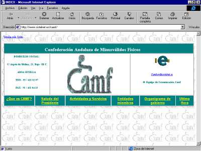 Pgina principal de la Web de la Confederacin Andaluza de Minusvlidos Fsicos (camf.jpg -31075 bytes)