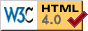 Enlace a [http://validator.w3.org/]. Icono: símbolo de página creada según las recomendaciones del W3C para HTML 4.0.