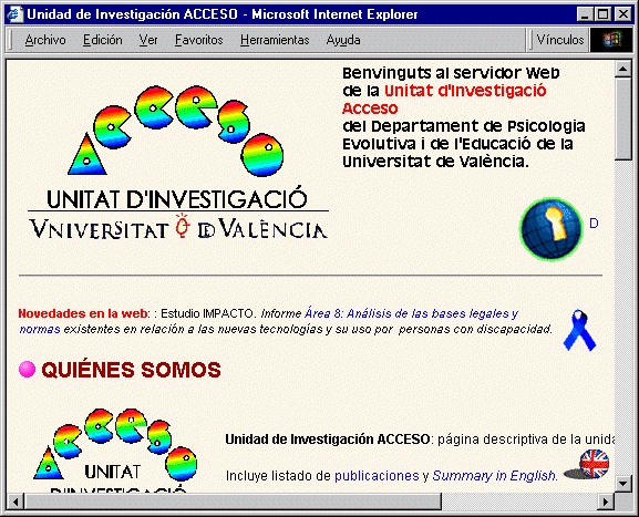 Imagen de la pgina mostrada por Internet Explorer.