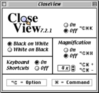 Panel de configuración del Close View de Mac.