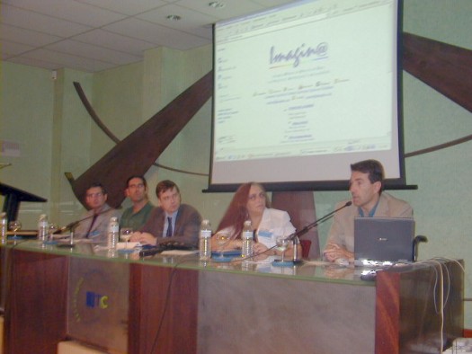 Foto del módulo 2: De izquierda a derecha, Miquel Termens, Alfonso Iglesias,  Joaquín Trapero, Graciela Caplan y Juan Antonio Rodríguez.