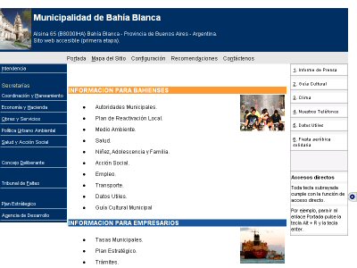 imagen del sitio de la Municipalidad de Bahía Blanca