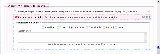 El formulario para registrar las observaciones.