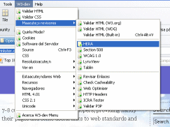 Detail of the W3-Dev menu for Opera with HERA integrated.