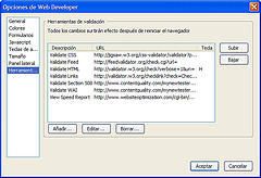Detalle del cuadro de di�logo de opciones del Web Developer