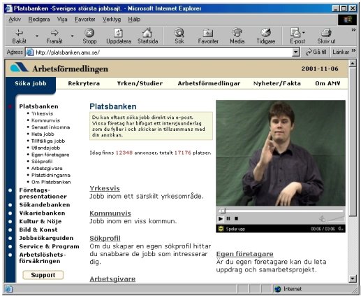 Ejemplo de un vídeo en lenguaje de signos incrustado en una página Web.