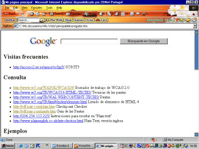 Vista de una página con las hojas de estilo predeterminadas por el navegador y el autor.