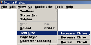  Firefox/Netscape: Captura de las opciones de ampliación de texto