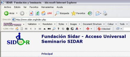 Internet Explorer: Captura de la barra Link Navigation Bar.