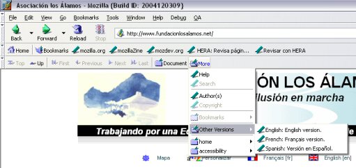 Mozilla: captura de la barra de navegación.