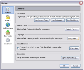  Firefox/Netscape: Captura de las opciones de cambio de idioma.