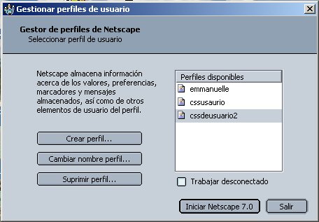 vista del gestor de perfiles de Netscape 7.