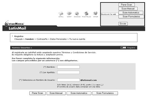 Modulo de formularios en pgina latinmail.com